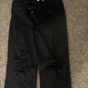 Button up black baggy jeans